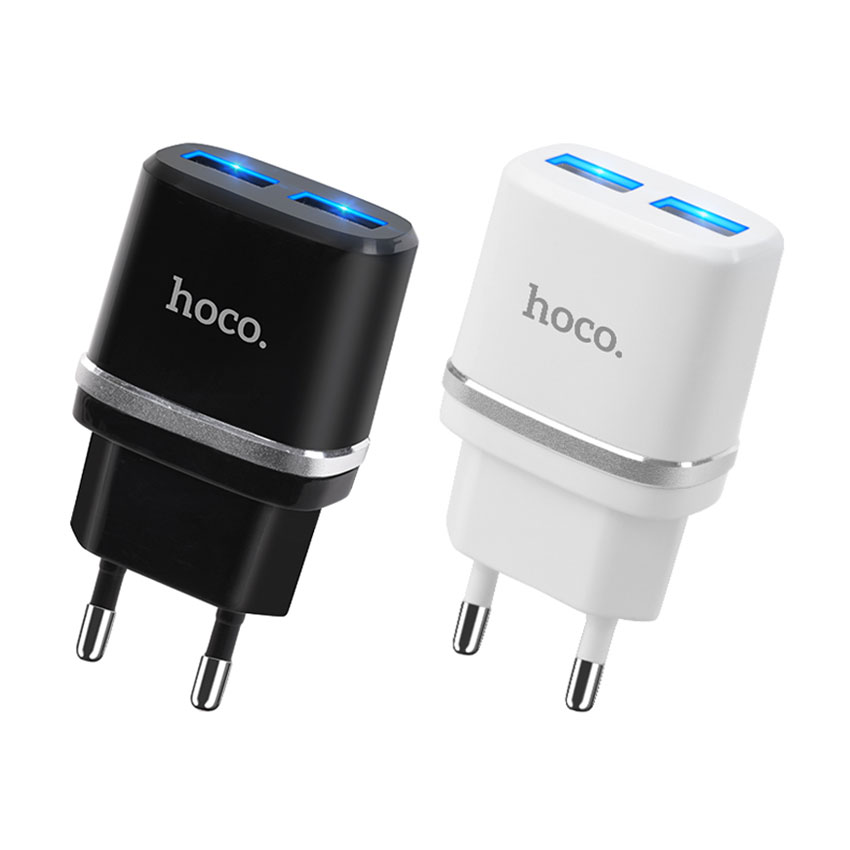 HOCO C12 Smart Dual USB Fast Charger For 7/7 Plus/6S/6S Plus/6 Plus/6/SE (2020)/ 11/ 11Pro/11ProMax/XsMax,/XR/ XS/X/8/8 Plus/ AirPods/Ipad///HTC/Huawei/Moto/xiao MI and More